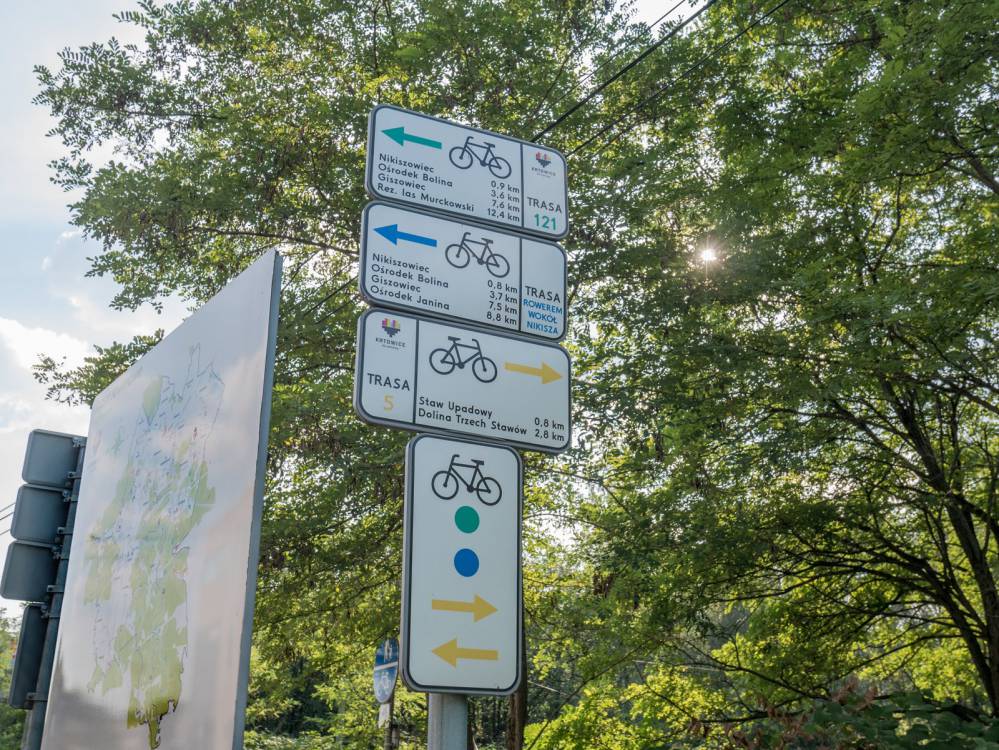 Żółty szlak rowerowy nr 5 w Katowicach